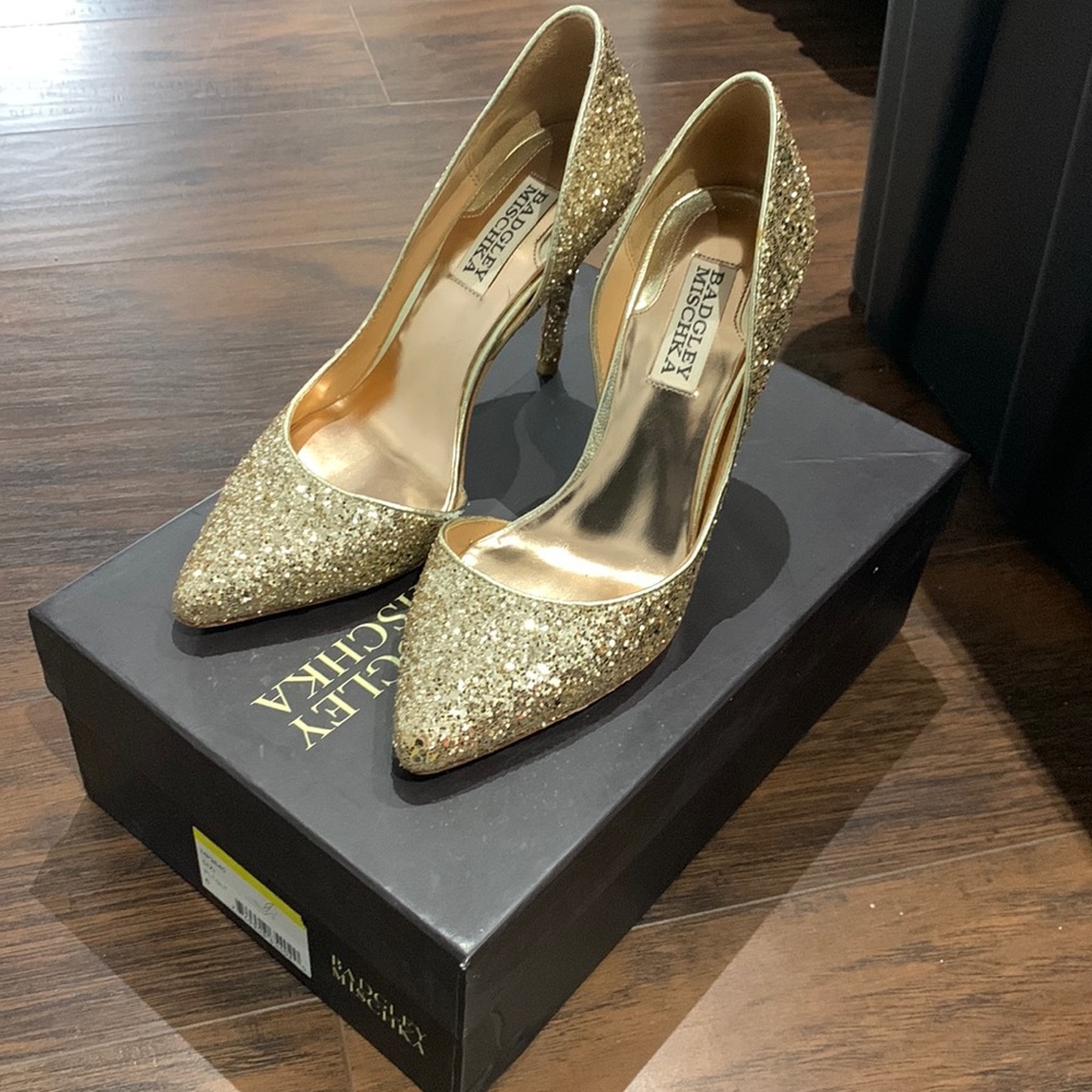 Badgley Mischka glitter heels